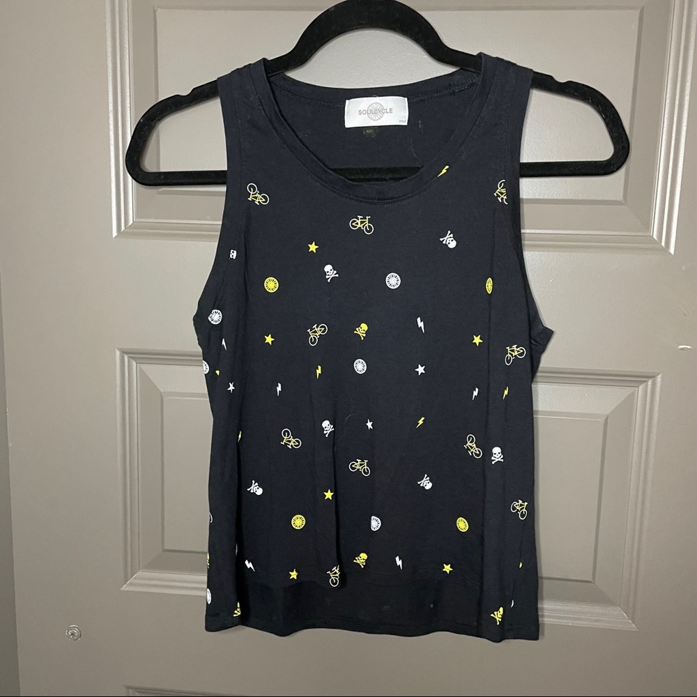 Soulcycle graphic tank top, Black w Bicycles
